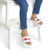 Youth I LOVE PANDAS White Slide Sandals - Image 2